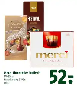 Coop 365 Merci / Lindor / Festival chokoladeæsker tilbud