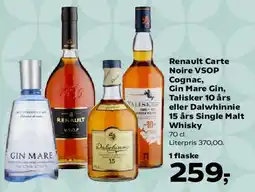 SuperBrugsen Renault Carte Noire VSOP, Gin Mare, Talisker 10 års eller Dalwhinnie 15 års Single Malt tilbud