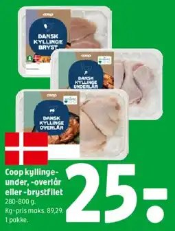 Coop 365 Coop kyllinge- under-, -overlår eller -brystfilet tilbud