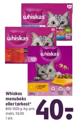 Coop 365 Whiskas menuboks eller tørkost tilbud
