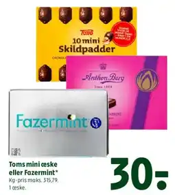 Coop 365 Toms mini æske eller Fazermint tilbud