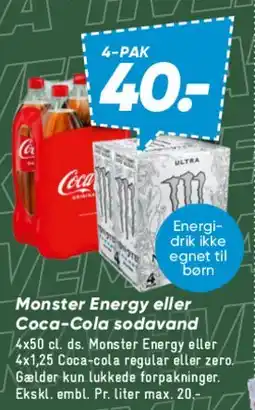 Bilka Monster Energy eller Coca-Cola sodavand (4‑pak) tilbud