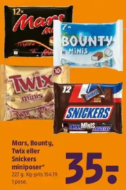 Coop 365 Mars, Bounty, Twix eller Snickers miniposer tilbud