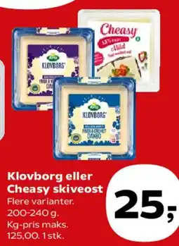 SuperBrugsen Klovborg eller Cheasy skiveost tilbud