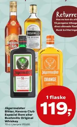 SuperBrugsen Jägermeister, Havana Club Especial Rom eller Bushmills Original Whiskey tilbud