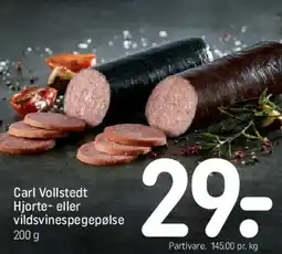 REMA 1000 Carl Vollstedt Hjorte- eller vildsvinespegepølse tilbud