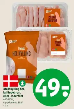 Coop 365 Xtra! kylling hel, kyllingebryst eller inderfilet tilbud