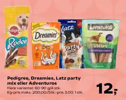 SuperBrugsen Pedigree, Dreamies, Latz party mix eller Adventuros tilbud