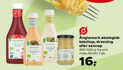 SuperBrugsen Änglamark økologisk ketchup, dressing eller sennep tilbud