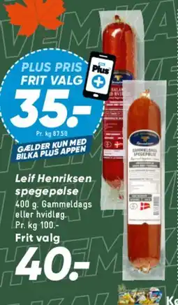 Bilka Leif Henniksen spegepølse tilbud
