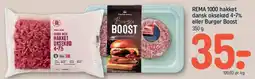 REMA 1000 REMA1000 hakket dansk oksekød 4-7% eller Burger Boost tilbud