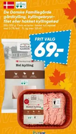 Bilka De Danske Familiegaarde - gårdkylling / kyllingebrystfilet / hakket kylling tilbud