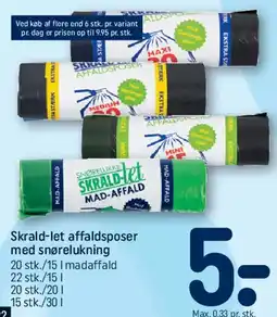 REMA 1000 Skrald-let affaldsposer med snorelukning tilbud