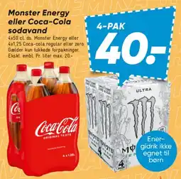 Bilka Monster Energy eller Coca‑Cola sodavand (4-pak) tilbud