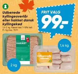 Bilka Udbedne kyllingeoverlår eller hakket dansk kyllingekød tilbud