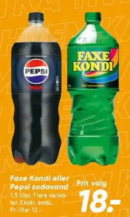 Bilka Faxe Kondi eller Pepsi sodavand tilbud