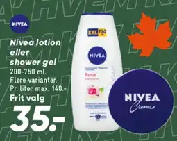 Bilka NIVEA lotion eller shower gel tilbud