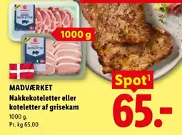 Lidl Madværket nakkekoteletter eller koteletter af grisekam tilbud