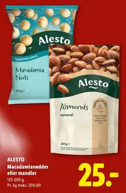 Lidl Alesto Macadamianødder eller mandler tilbud