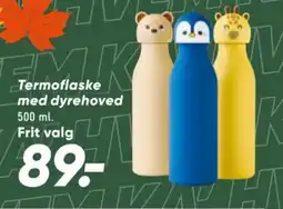 Bilka Termoflaske med dyrehoved tilbud
