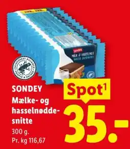 Lidl Sondey mælke- og hasselnødde-snitte tilbud