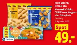 Lidl Chef Select Mozzarella Sticks Chili Cheese Nuggets Fish Fingers tilbud