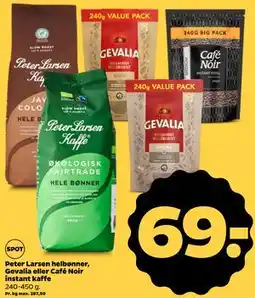 Netto Peter Larsen helbønner, Gevalia eller Café Noir instant kaffe tilbud