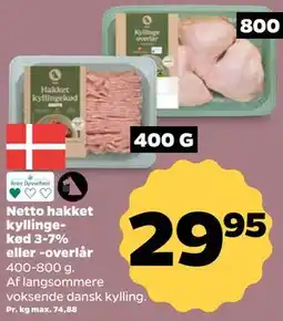 Netto Netto hakket kyllingekød 3-7% eller -overlår tilbud