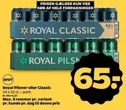 Netto Royal Pilsner eller Classic tilbud