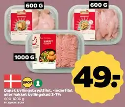 Netto Dansk kyllingebrystfilet, -inderfilet eller hakket kyllingekød 3-7% tilbud