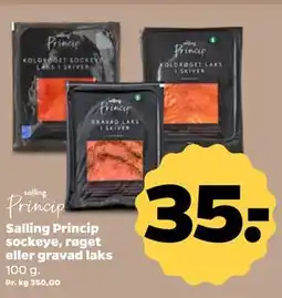 Netto Salling Princip sockeye, røget eller gravad laks tilbud