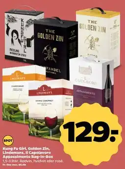 Netto Kung Fu Girl, Golden Zin, Lindemans, Il Capolavoro Appassimento Bag-in-Box tilbud