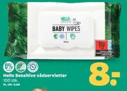 Netto Hello Sensitive vådservietter tilbud