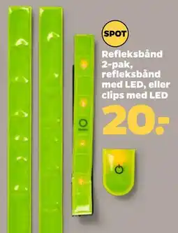 Netto Refleksbånd 2-pak, refleksbånd med LED, eller clips med LED tilbud