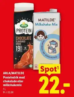 Lidl ARLA/MATILDE Proteindrik med chokolade eller milkshakemix tilbud
