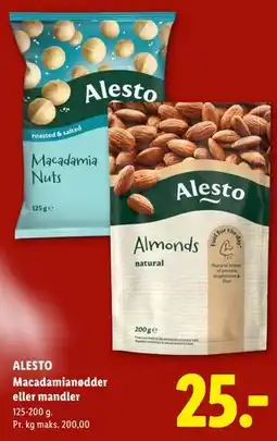 Lidl ALESTO Macadamianødder eller mandler tilbud