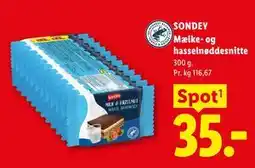 Lidl SONDEY Mælke- og hasselnøddesnitte tilbud