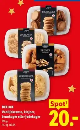 Lidl DELUXE Vaniljekranse, klejner, brunkager eller jødekager tilbud