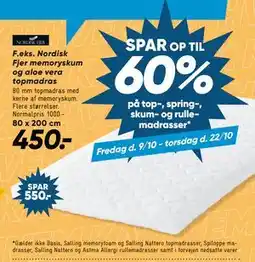 Bilka Nordisk Fjer memoryskum og aloe vera topmadras tilbud