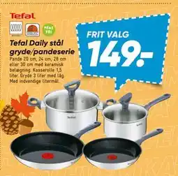 Bilka Tefal Daily stål gryde/pandeserie tilbud