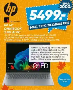 Bilka HP 16” OMNIBOOK 3 NG AI PC tilbud