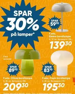 Bilka Spar 30% på lamper tilbud