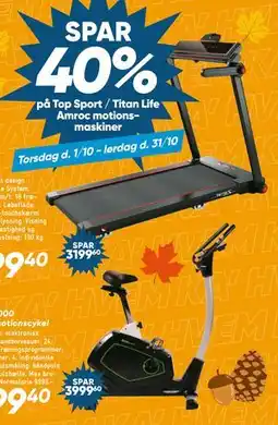 Bilka SPAR 40% på Top Sport / Titan Life Amroc motions-maskiner tilbud