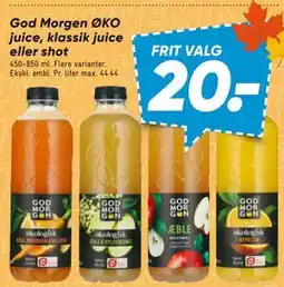 Bilka God Morgen ØKO juice, klassik juice eller shot tilbud