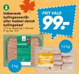 Bilka Udbenede kyllingeoverlår eller hakket dansk kyllingekød tilbud