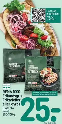 REMA 1000 REMA1000 Frilandsgris Frikadeller eller gyros tilbud