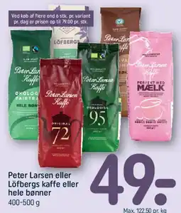 REMA 1000 Peter Larsen eller Löfbergs kaffe / hele bønner tilbud