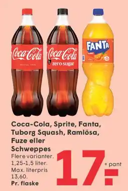 SPAR Coca-Cola, Sprite, Fanta, Tuborg Squash, Ramlösa, Fuze eller Schweppes tilbud