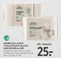 MENY Grøn Balance toiletpapir eller køkkenruller tilbud