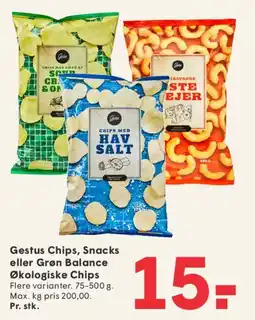 SPAR Gestus Chips, Snacks eller Grøn Balance Økologiske Chips tilbud